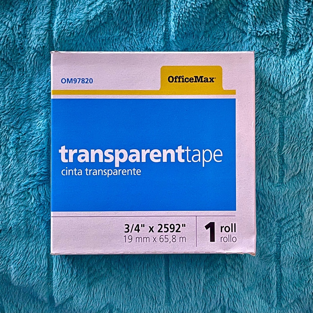 Transparent Tape by Office Max-3/4" x 2592"(72 YD) -Bundle of 3 Rolls